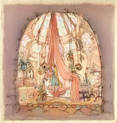 RAPUNZEL IN HER BEDROOM VISUAL DEVELOPMENT FOR TANGLED Art