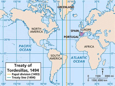 HISTORY OF SPAIN: Analysis of a map: TORDESILLAS TREATY