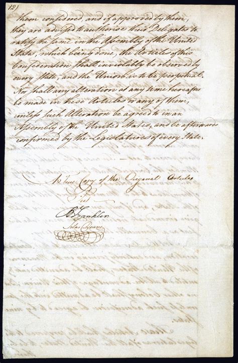 Articles Of Confederation 1777 Thomas Gilcrease Foundation