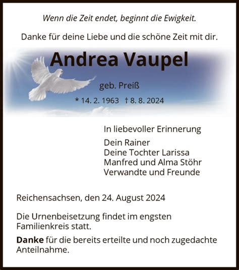 Traueranzeigen Von Andrea Vaupel Trauer Werra Rundschau De