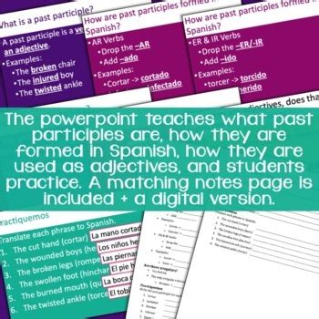 Spanish Past Participles And Injuries Lesson By Miss Senorita TPT