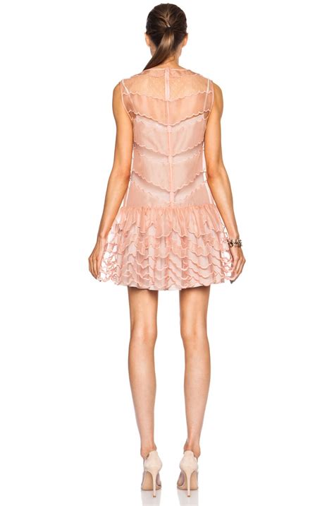 Red Valentino Scalloped Silk Tulle Dress In Nude FWRD