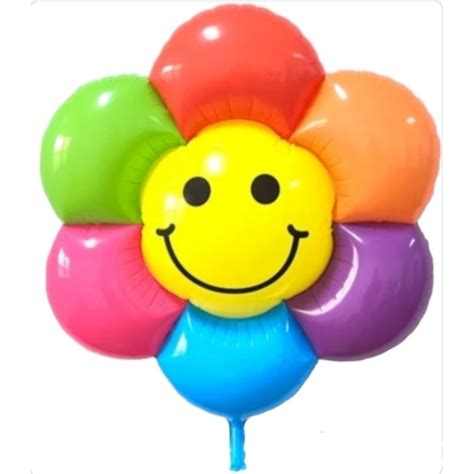 Jual Balon Foil Bunga Smile Bunga Matahari Rainbow Ukuran Jumbo Satu