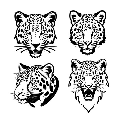 Premium Vector Leopard Head Logo Vector Stencil Set