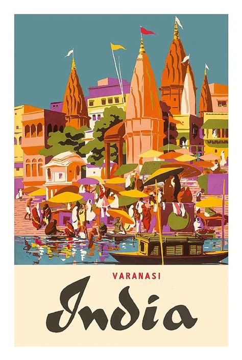 Varanasi India Vintage World Travel Poster By Charles Baskerville