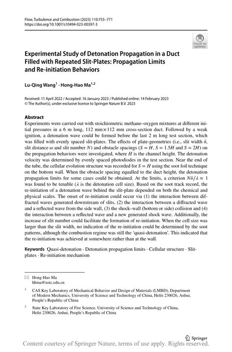 Experimental Study Of Detonation Propagation In A Duct Filled With