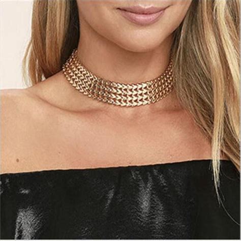 Thick Metal Choker Gold Choker Necklace Metal Choker