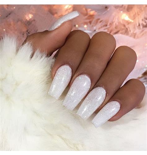 Sparkly White White Acrylic Nails Best Acrylic Nails Long