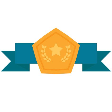 Pentagon Star Ribbon Achievement Badge 2d Color Illustrations 29205229 Png