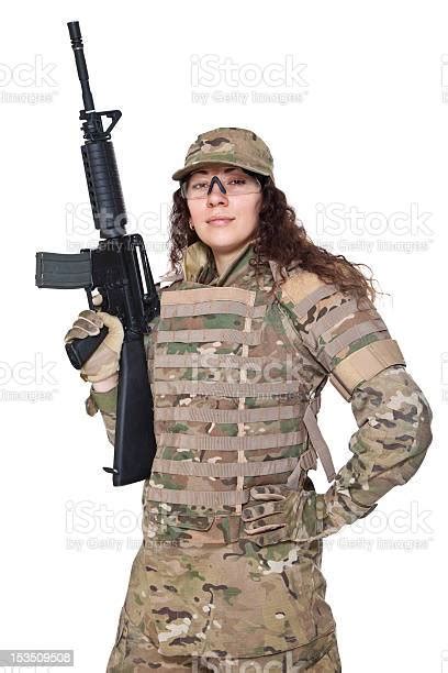 Photo Libre De Droit De Belle Fille Avec Fusil De Larmée Banque D