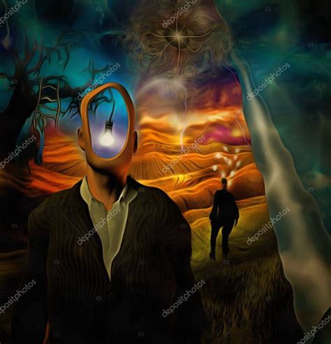 Pintura Surrealista Hombre De Traje Con La Cabeza Vac A Rbol Viejo