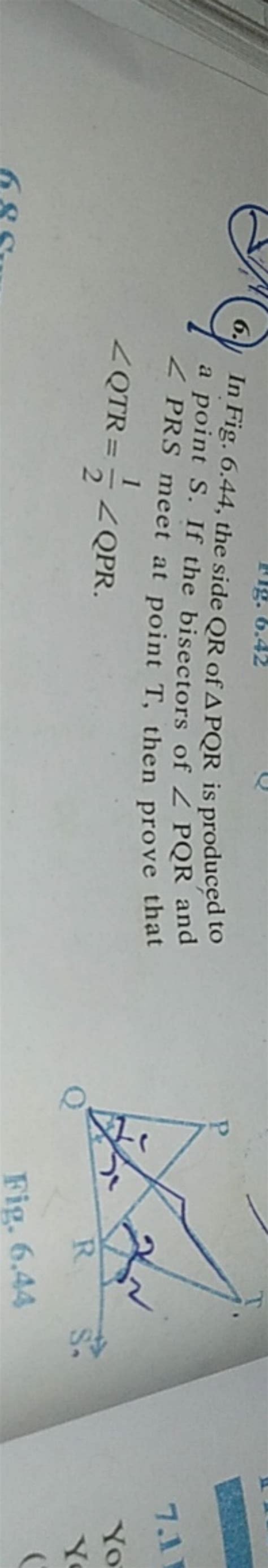 In Fig The Side Qr Of Pqr Is Produced To A Point S If The Bis