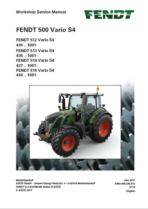 Fendt 512 513 514 516 Vario S4 Tractors Workshop Repair Manual