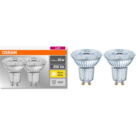 Set 2 Becuri Spot Led Osram Gu10 4 3w 50w 350 Lm Lumina Calda