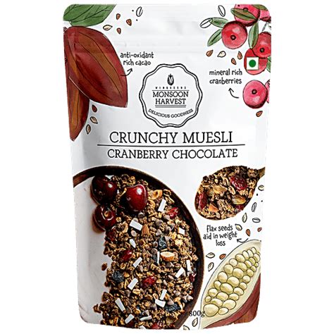 Buy Monsoon Harvest Crunchy Muesli Cranberry Chocolate Rich In