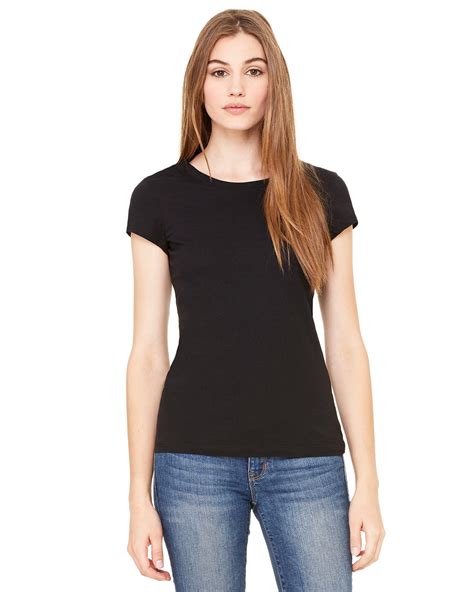 Bella Canvas Ladies Sheer Mini Rib Short Sleeve T Shirt Alphabroder