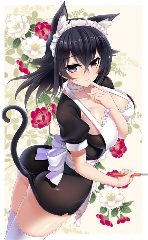 Wallpaper Illustration Anime Girls Tail Cartoon Black Hair Thigh