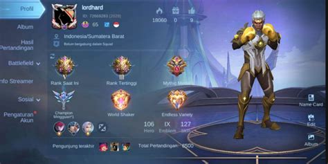 Beli Akun Akun Siap Tournament ALL HERO ALL EMBLEM MAX Epic Skin