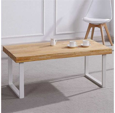 Mesa Centro Modelo Natural Roble Nordish Y Blanco