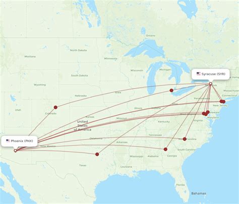 All Flight Routes From Syracuse To Phoenix Syr To Phx Flight Routes