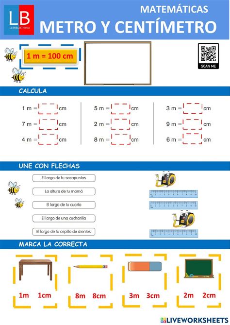 Ficha De Ejercicios De Medidas De Longitud Para Tercer Grado De Sexiz Pix