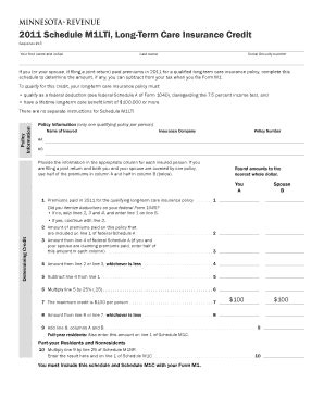 Fillable Online Revenue State Mn Schedule M Lti Long Term Care