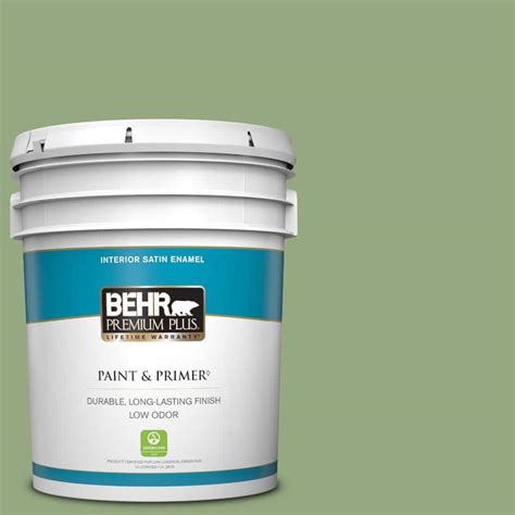 BEHR PREMIUM PLUS 5 Gal M380 5 Hillside Grove Satin Enamel Low Odor