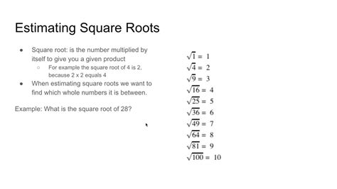 Estimating Square Roots Formula