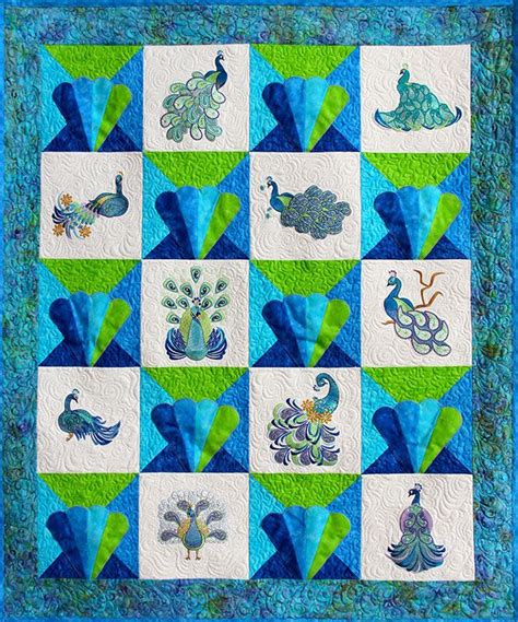 Blue Peacock Quilt Pattern Peacock Quilt Peacock Embroidery Designs Quilts