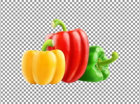 Premium Psd Fresh Three Color Bell Peppers Isolated On Transparent