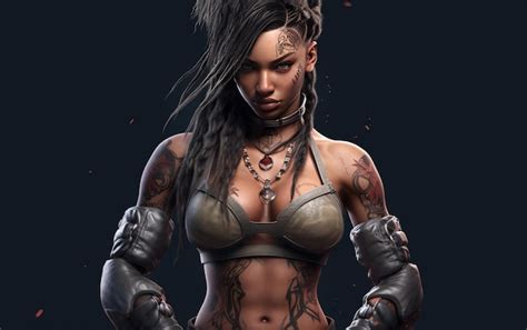 Premium AI Image | African female game warrior character