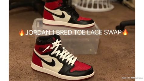 Jordan 1 Bred Toe Lace Swap On Feet Youtube