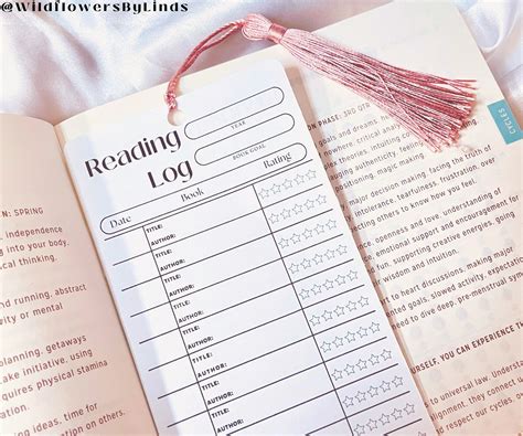 Printable Reading Log Bookmark Reading List Bookmark Reading Etsy