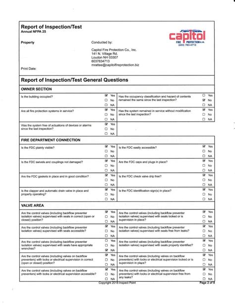 Nfpa 25 Inspections Capitol Fire Protection Co Inc