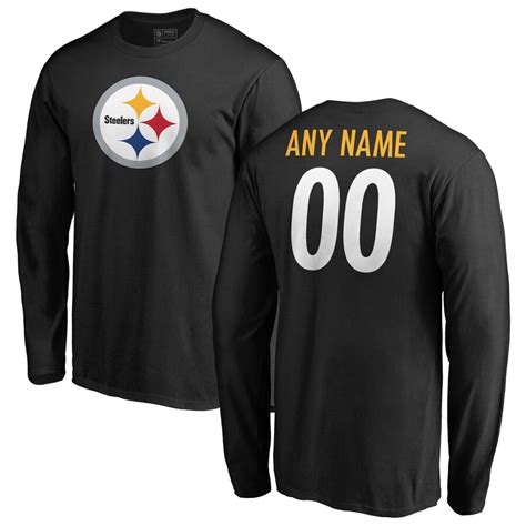 Nfl Pro Line Pittsburgh Steelers Black Any Name And Number Logo Personalized Long Sleeve T Shirt