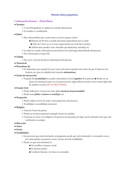 SOLUTION Historia Clinica Psiquiatrica Paso A Paso Studypool