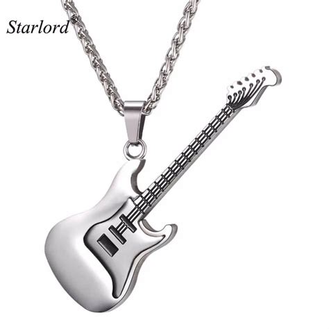 Aliexpress Buy Electric Guitar Pendants Necklaces Silver Color