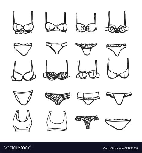 Drawing Female Underwear Set Royalty Free Vector Image