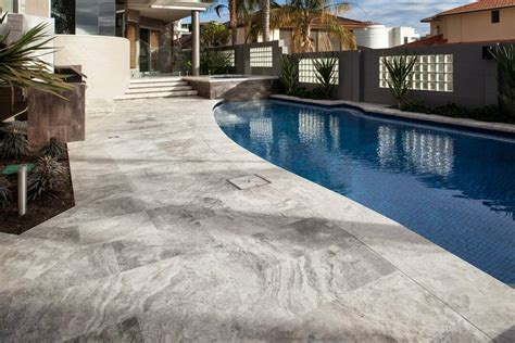 Silver Travertine Pool Coping