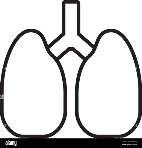 Lungs Organ Icon Over White Background Line Style Vector Illustration