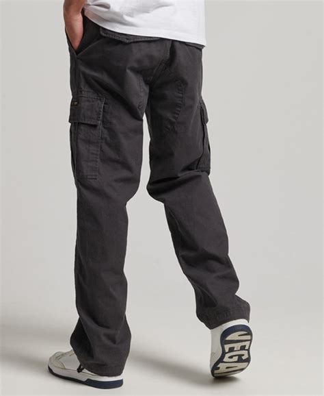 Mens Organic Cotton Baggy Cargo Pants In Black Superdry