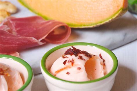 Gelato Al Melone Con Crumble Di Prosciutto Di Modena DOP