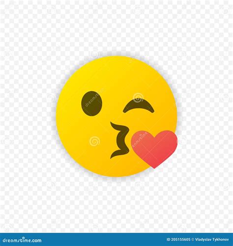 Kissing Emoticon With Heart Icon Isolated Kissing Emoji Symbol Vector Eps 10 Stock