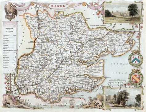 ESSEX By Thomas Moule C 1845 Welland Antique Maps