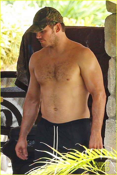 Chris Pratt Shows Off His Muscular Physique As He Goes Shirtless In Wet