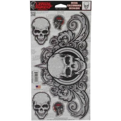 Autocollant Sticker Lethal Threat Skull Swirl Moto Et Scooter