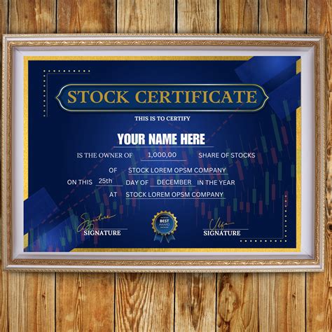 EDITABLE Stock Certificate Template, Printable Certificate of Stock ...