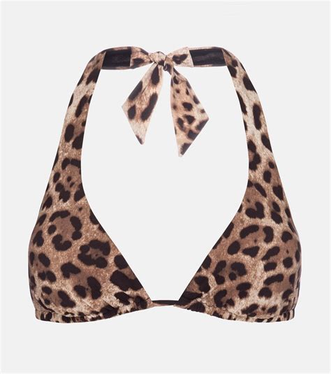 Leopard Print Halterneck Bikini Top In Beige Dolce Gabbana Mytheresa