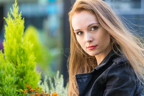 Long Hair Girl Portrait Outdoor Stock Image Image Of Street Urban