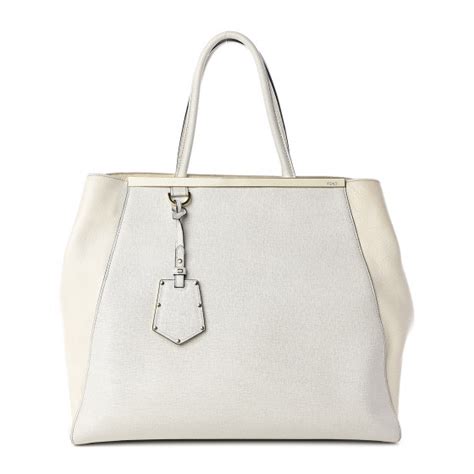 Fendi Vitello Elite Large 2jours Tote Latte Bianco 523558 Fashionphile